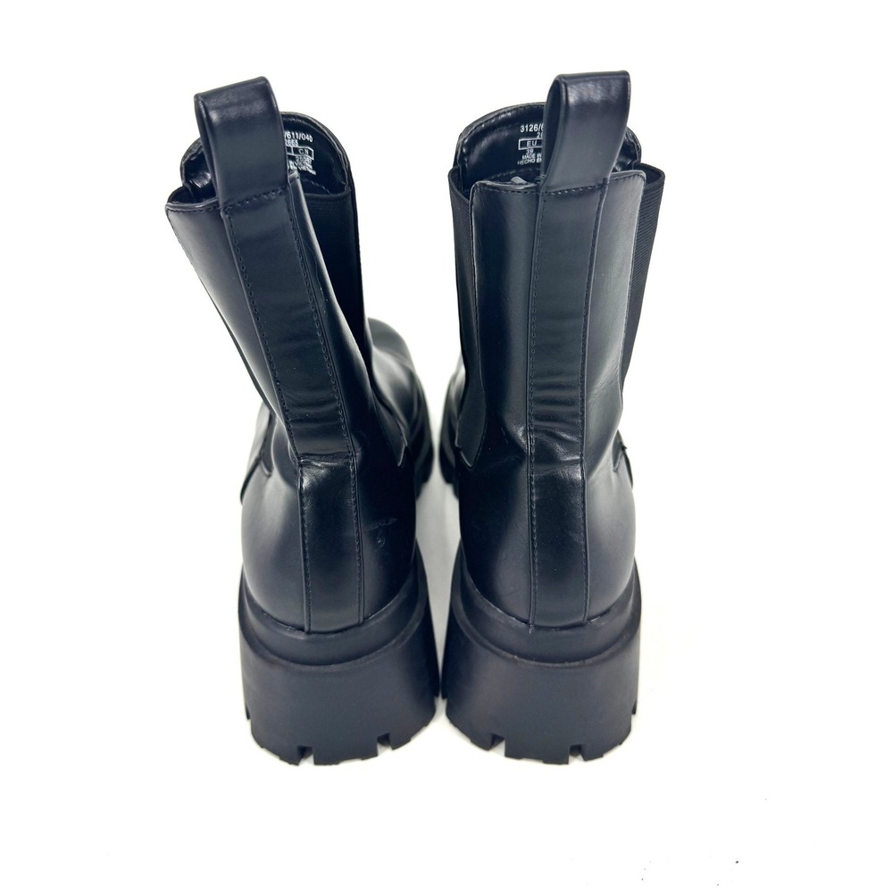 Zara Black Faux Leather Chunky Lug Sole Chelsea Boots Ankle 3126/611/040 Size 39 - Picture 4 of 6
